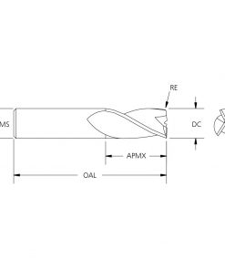 M.A.Ford 51613 TuffCut GP 3 Flute End Mill 6mmx20x64 ALtima