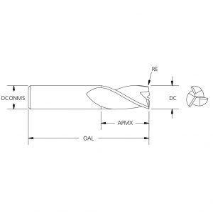 M.A.Ford 51626 TuffCut GP 3 Flute End Mill 7/16x1x2-3/4 TiCN Coated