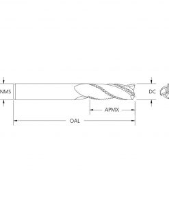 M.A.Ford 95321 TuffCut AL 3 Flute End Mill Rougher 14mmx30x89