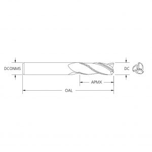 M.A.Ford 95321 TuffCut AL 3 Flute End Mill Rougher 14mmx30x89