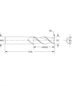 M.A.Ford 13666 TuffCut AL 2 Flute End Mill Finisher 3/4x3x5-1/4