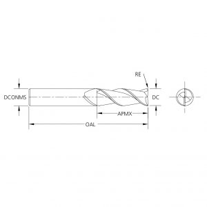 M.A.Ford 13666 TuffCut AL 2 Flute End Mill Finisher 3/4x3x5-1/4