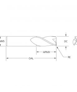 M.A.Ford 13106 TuffCut X-AL 3 Flute End Mill Finisher 6mmx13x58x0.50R