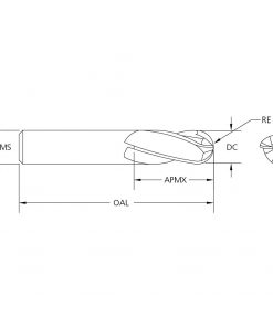 M.A.Ford 58027 TuffCut GP 4 Flute Ball Nose End Mill 5/32x1/2x2 TiN