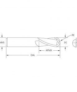 M.A.Ford 55041 TuffCut GP 2 Flute Ball Nose End Mill 1/8x3/8x1-1/2 ALtima