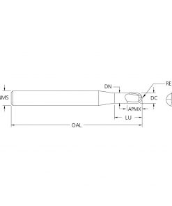 M.A.Ford 10646 TuffCut DM 2 Flute Ball Nose End Mill 1/16x1/16x2-1/2x1/4 Shk ALtima V