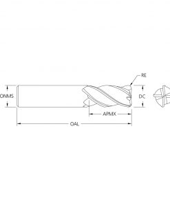M.A.Ford 96506 TuffCut XR 4 Flute End Mill Variable Helix 12mmx26x83x3R ALtima