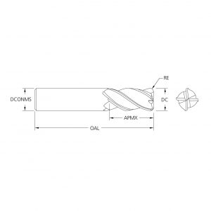 M.A.Ford 58033 TuffCut XR 4 Flute End Mill Variable Helix Weldon Flat 1x1-1/2x4x.030R ALtima