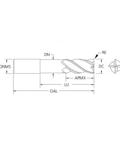 M.A.Ford 18176 TuffCut XR 4 Flute End Mill Necked Variable Helix 12mmx24x62x152x1R ALtima