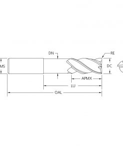 M.A.Ford 18222 TuffCut XR 4 Flute End Mill Necked Variable Helix 5mmx8x17x57 ALtima