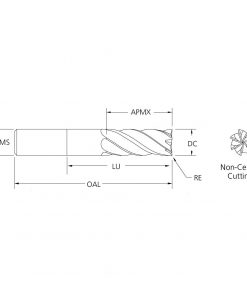 M.A.Ford 77232 TuffCut XR7 7 Flute End Mill Necked Weldon Flat 1x3x4x6x1 Shk .045R ALtima Blaze