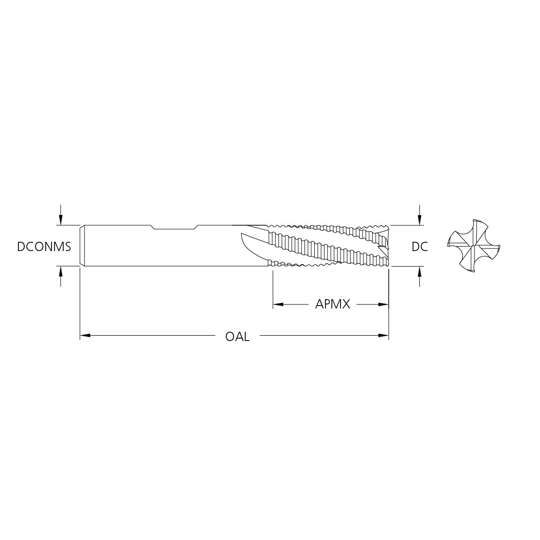 M.A.Ford 95730 TuffCut DM Roughing End Mill 1/4x1/4x2 ALtima3FL