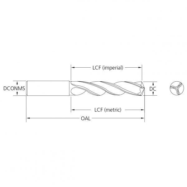 M.A.Ford 22963 Twister AL 5X 3 Flute Drill 6.80mmx53x91x8Sh