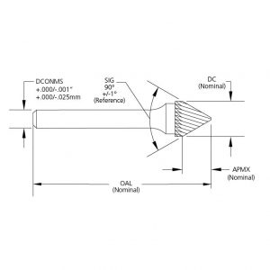 M.A.Ford 75913 Angle Tool 90° 1/4x1/8x2 SK-1 Diam