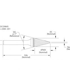 M.A.Ford 47001 Edge Hog Bur Conical 1/4x1/2x2 SM-1