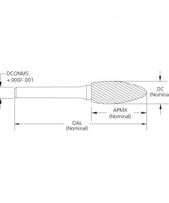 M.A.Ford 72145 Edge Hog Miniature Bur 3/16x3/8x1-1/2 SH-53