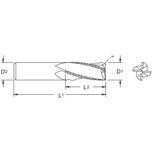 M.A.Ford 18327 TuffCut GP 4 Flute End Mill Chipbreaker 7mmx20x64x.060R