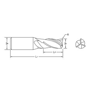 M.A.Ford 11605 TuffCut GP 3 Flute End Mill 1mmx3x38