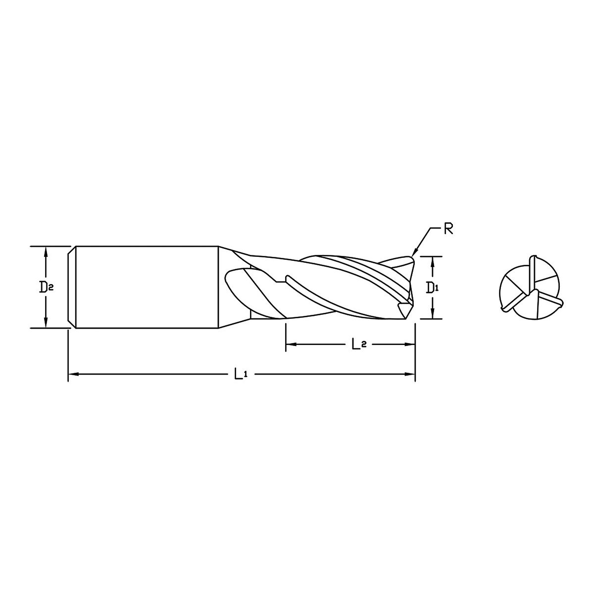 M.A.Ford 16108 TuffCut GP 3 Flute End Mill 5/64x3/16x1-1/2x.010R