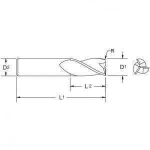 M.A.Ford 16202 TuffCut GP 3 Flute End Mill 1/8x3/8x1-1/2x.005R