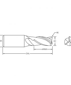 M.A.Ford 11698 TuffCut GP 3 Flute End Mill 7/32x3/4x2-1/2x.020R TiCN
