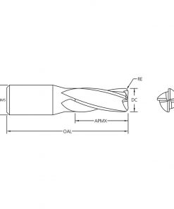 M.A.Ford 16375 TuffCut GP 4 Flute End Mill Stub .0350x.070x1-1/2
