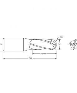 M.A.Ford 16509 TuffCut GP 4 Flute Ball Nose End Mill Stub 1/16x1/8x1-1/2