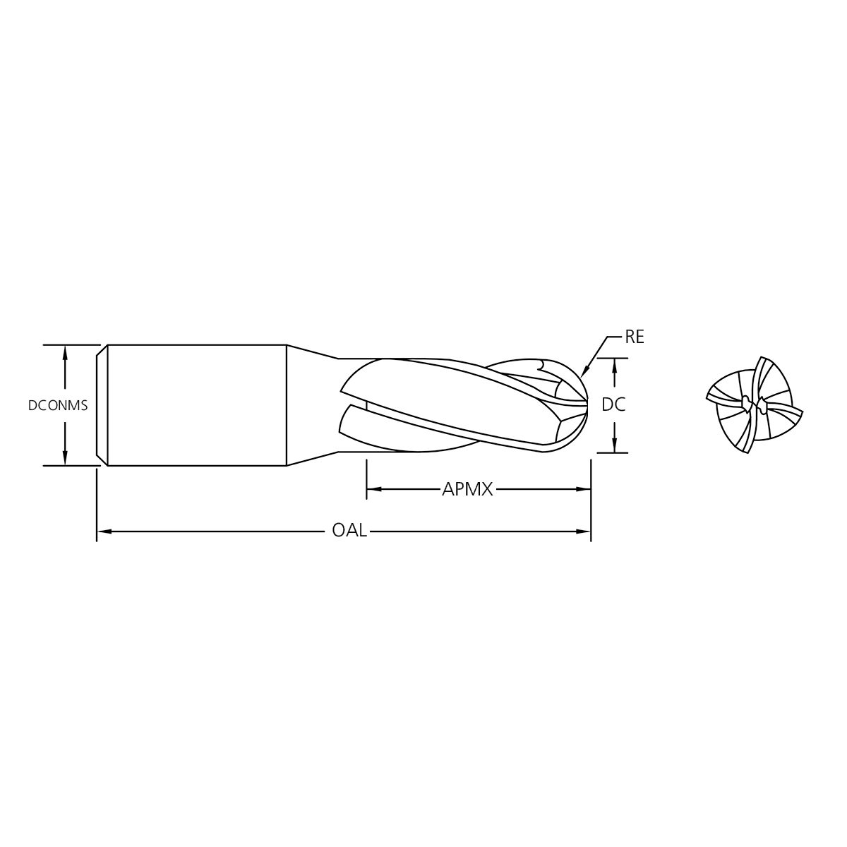 M.A.Ford 16515 TuffCut GP 4 Flute Ball Nose End Mill Stub 2.50mmx5x38