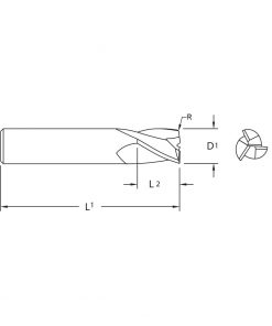 M.A.Ford 16996 TuffCut GP 3 Flute End Mill Stub 1/8x1/4x1-1/2x.005R ALtima