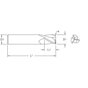 M.A.Ford 12044 TuffCut GP 3 Flute End Mill Stub 1/2x5/8x2-1/2x.020R ALtima