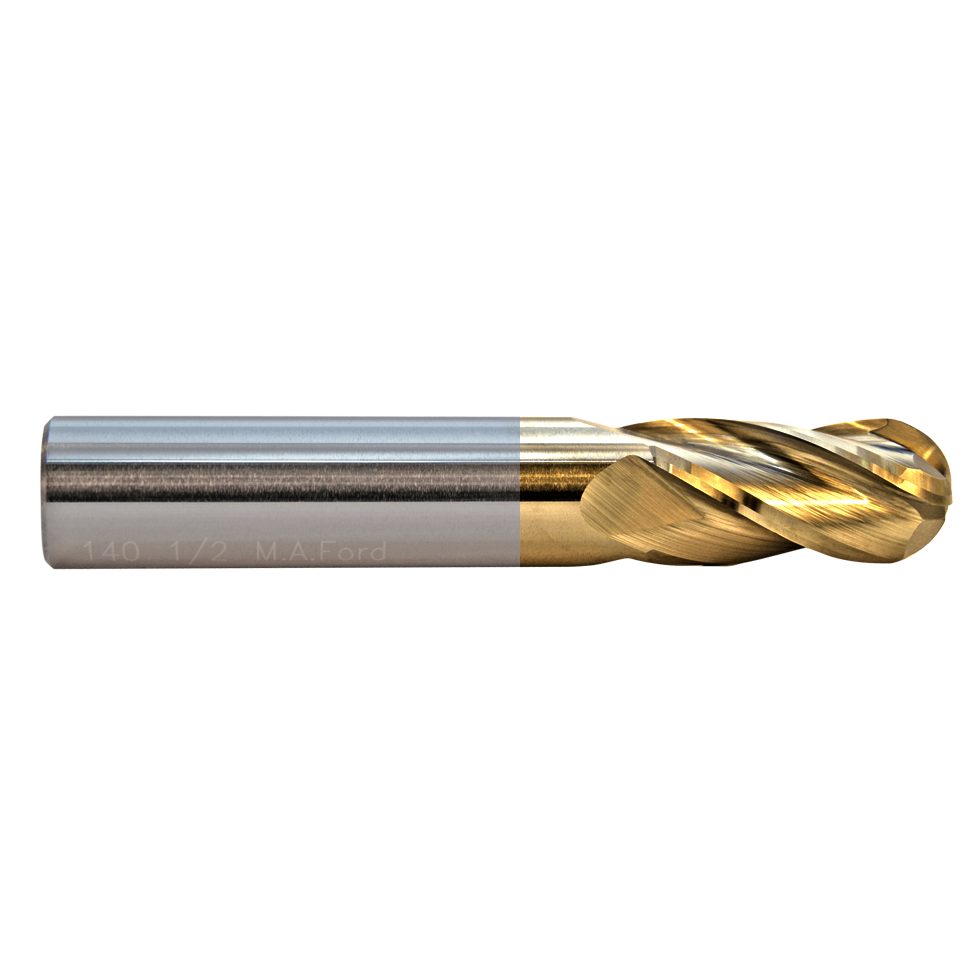 M.A.Ford 99137 TuffCut GP 4 Flute Ball Nose End Mill 7/8x1-1/2x4 TiN Weldon